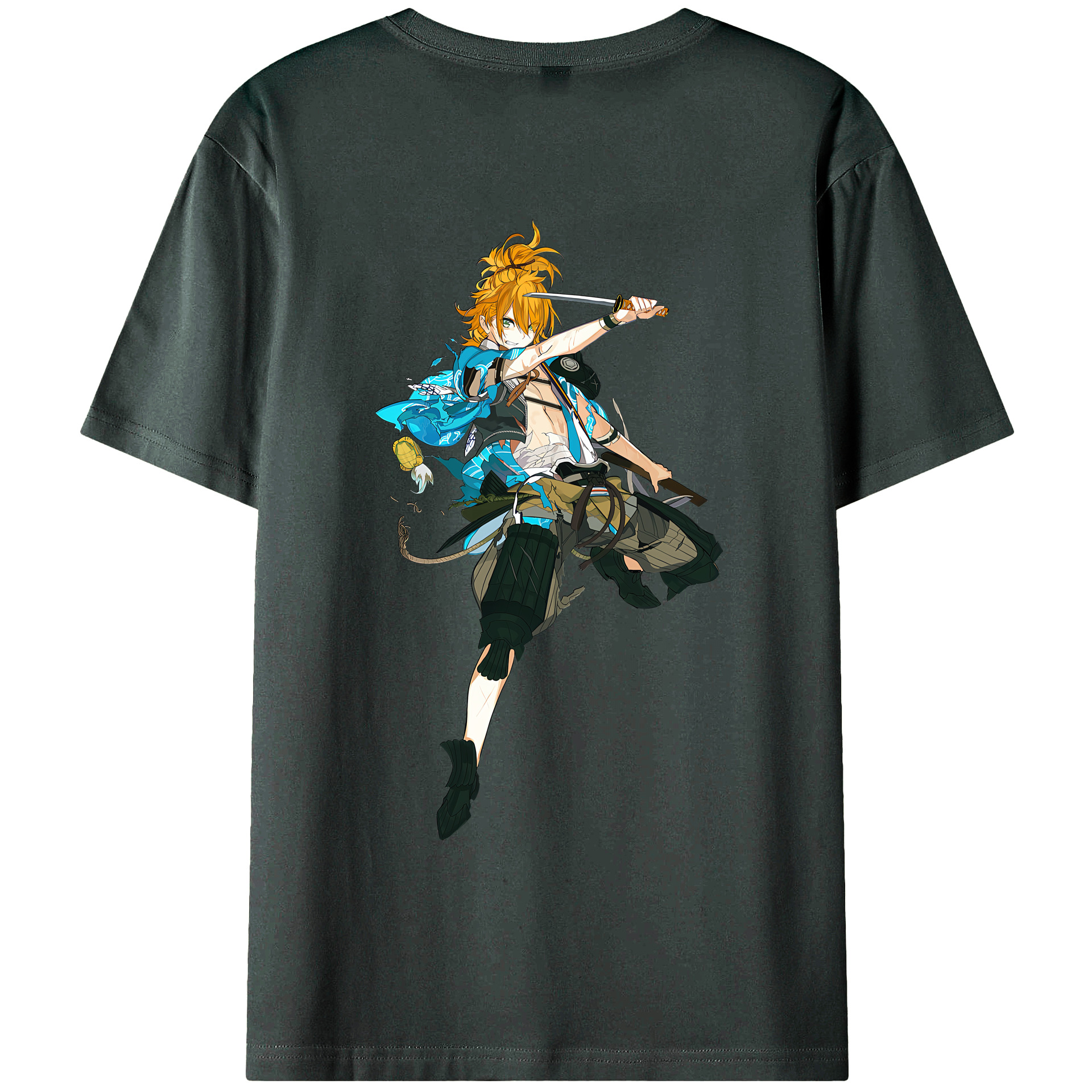 （画像用） 刀剣乱舞 Touken Ranbu 綿100％ メンズ半袖Tシャツ（バックプリント） 通気性